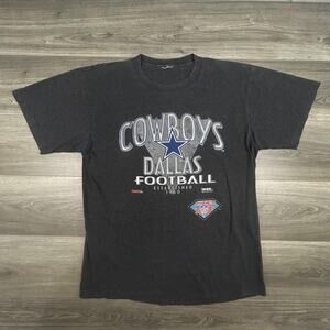 Vintage Dallas Cowboys Shirt Mens Large Gray NFL Football Trench 75th Tee 90s
